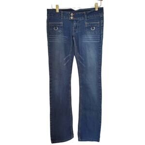 Paris Blues Jeans Womens Size 0  Blue Darkwash Low-Rise Straight-Leg